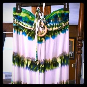 Tie dye, sleeveless maxi dress